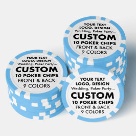 Aangepaste gepersonaliseerde LICHTBLAUWE Poker Chi Chips