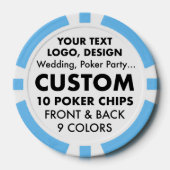 Aangepaste gepersonaliseerde LICHTBLAUWE Poker Chi Chips (Voorkant)