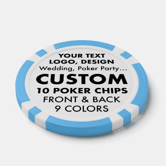 Aangepaste gepersonaliseerde LICHTBLAUWE Poker Chi Poker Chips (Enkel)
