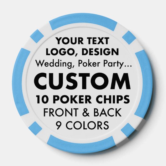 Aangepaste gepersonaliseerde LICHTBLAUWE Poker Chi Poker Chips (Achterkant)