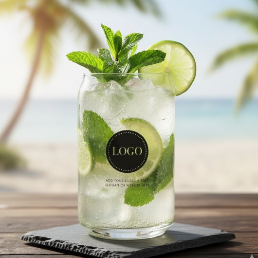 Aangepaste gepersonaliseerde logo en tekst blikvorm glas