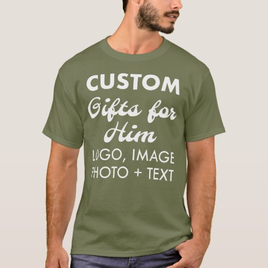 Aangepaste gepersonaliseerde Mannen Fatigue Green T-shirt (Voorkant)