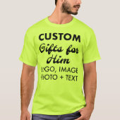 Aangepaste gepersonaliseerde Mannen Safety Green T T-shirt (Voorkant)