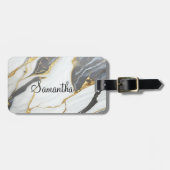 Aangepaste gepersonaliseerde Marmer Grijs Goud & W Bagagelabel (Voorkant horizontaal)