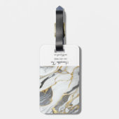 Aangepaste gepersonaliseerde Marmer Grijs Goud & W Bagagelabel (Achterkant verticaal)