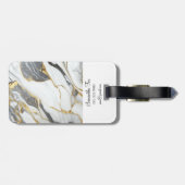 Aangepaste gepersonaliseerde Marmer Grijs Goud & W Bagagelabel (Achterkant horizontaal)