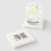 Aangepaste gepersonaliseerde Monogram Initiaal naa Stenen Onderzetter (Zijkant)