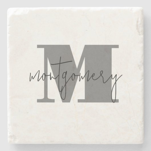 Aangepaste gepersonaliseerde Monogram Initiaal naa Stenen Onderzetter (Voorkant)
