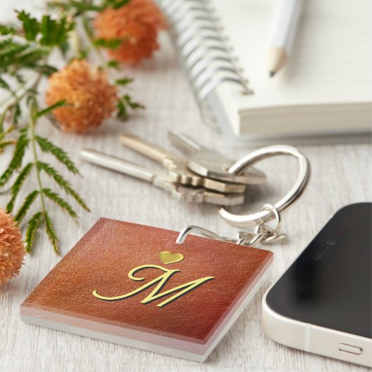 Aangepaste gepersonaliseerde monogram initiaal sleutelhanger (Voorkant Rechts)