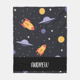 Aangepaste gepersonaliseerde monogram ruimte fleece deken