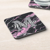 Aangepaste gepersonaliseerde monogram script naam  bier onderzetter (Linkerzijde)