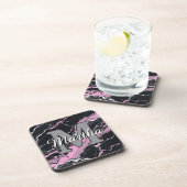 Aangepaste gepersonaliseerde monogram script naam  bier onderzetter (Rechterzijde)