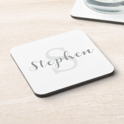 Aangepaste gepersonaliseerde monogram script naam bier onderzetter (Linkerzijde)