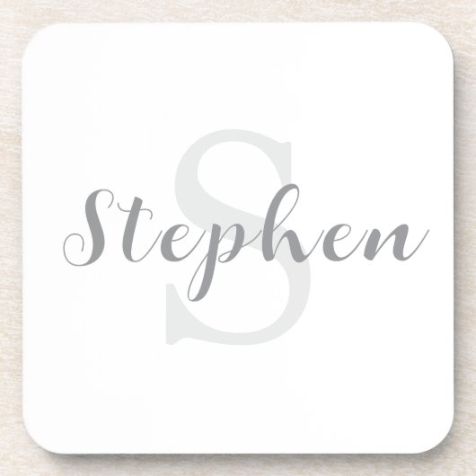 Aangepaste gepersonaliseerde monogram script naam bier onderzetter (Voorkant)
