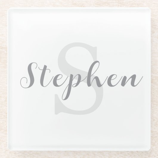 Aangepaste gepersonaliseerde monogram script naam glazen onderzetter (Voorkant)