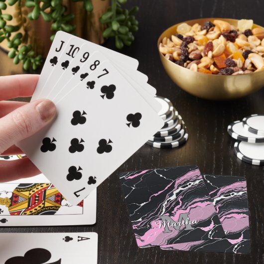 Aangepaste gepersonaliseerde monogram script naam  pokerkaarten (Insitu)