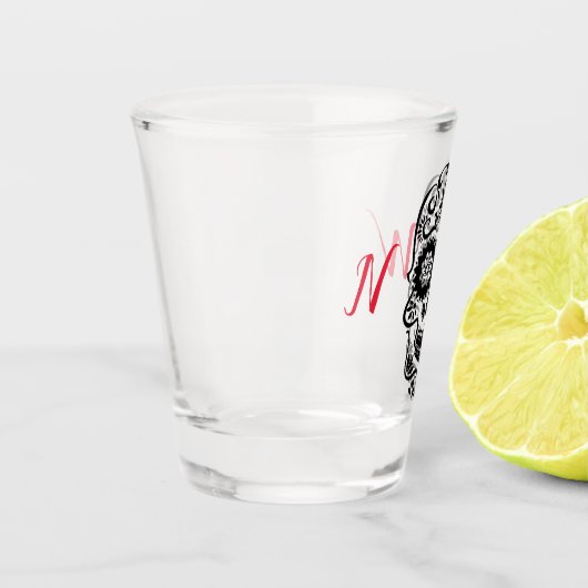 Aangepaste gepersonaliseerde monogram suikerschede shot glas (Links)