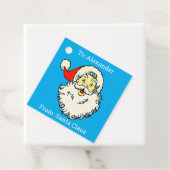 Aangepaste gepersonaliseerde naam Blue Santa Claus Bedankjes Labels (In situ)