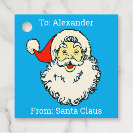 Aangepaste gepersonaliseerde naam Blue Santa Claus Bedankjes Labels