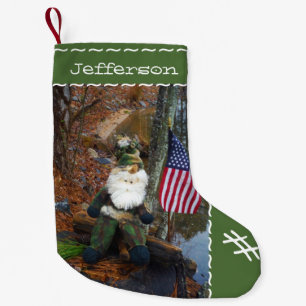 Aangepaste gepersonaliseerde naam Camouflage Santa Kleine Kerstsok