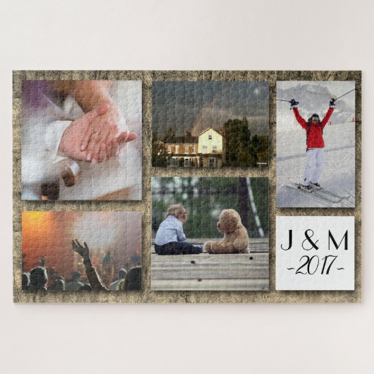 Aangepaste Gepersonaliseerde Naam Foto Collage Legpuzzel (Horizontaal)