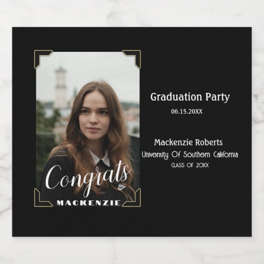 Aangepaste gepersonaliseerde naam, fotoafstudeerfe bier etiket (Enkel label)