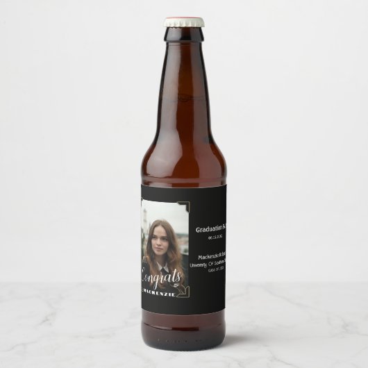 Aangepaste gepersonaliseerde naam, fotoafstudeerfe bier etiket (Voorkant)
