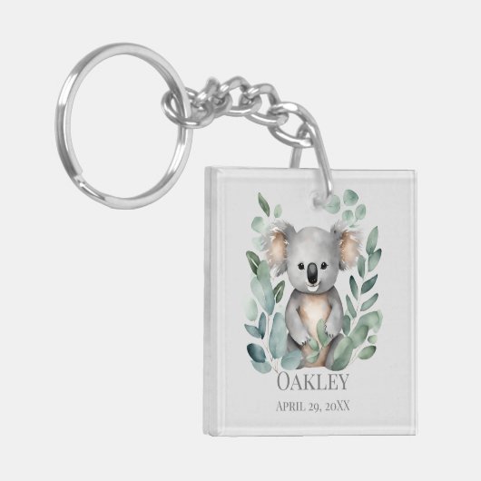 Aangepaste gepersonaliseerde naam Geboortedatum Ko Sleutelhanger (Voorkant Links)