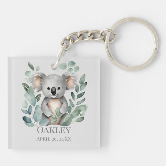 Aangepaste gepersonaliseerde naam Geboortedatum Ko Sleutelhanger (Achterkant)