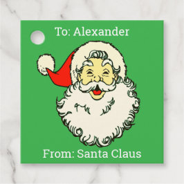 Aangepaste gepersonaliseerde naam Green Santa Clau Bedankjes Labels