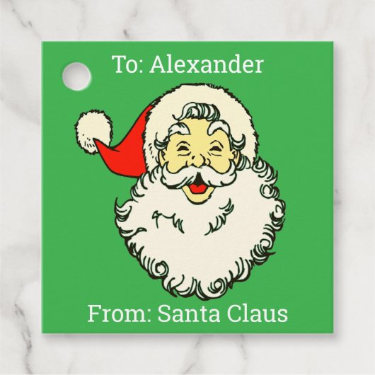 Aangepaste gepersonaliseerde naam Green Santa Clau Bedankjes Labels (Voorkant)
