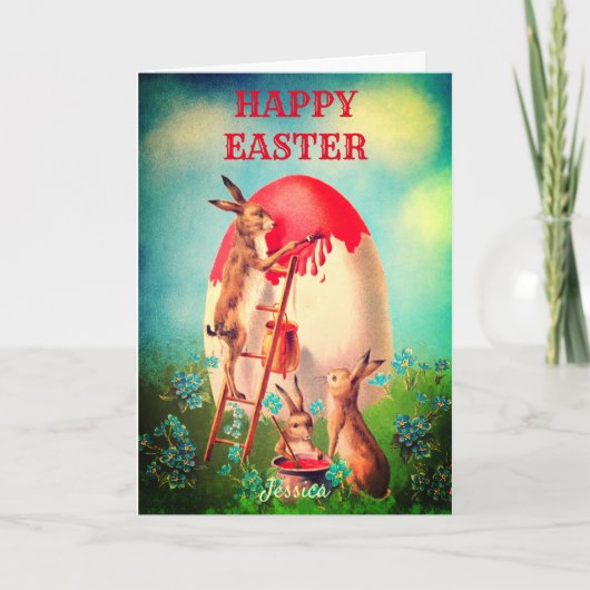 Aangepaste gepersonaliseerde naam HAPPY PASEN Groe Kaart (Voorkant)