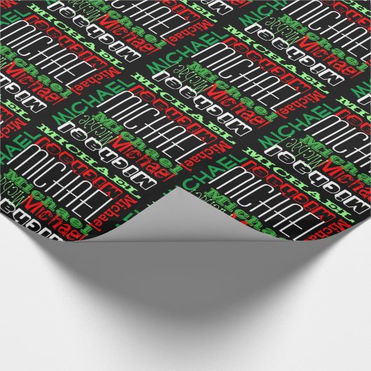 Aangepaste gepersonaliseerde naam Kinder kerst Cadeaupapier (Hoek)