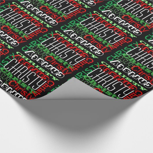 Aangepaste gepersonaliseerde naam Kinder kerst Cadeaupapier (Hoek)