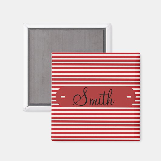 Aangepaste gepersonaliseerde naam Rood Wit Gestree Magneet (Voorkant / Achterkant)