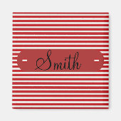 Aangepaste gepersonaliseerde naam Rood Wit Gestree Magneet (Voorkant)