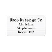 Aangepaste gepersonaliseerde naam School Labels (Voorkant)