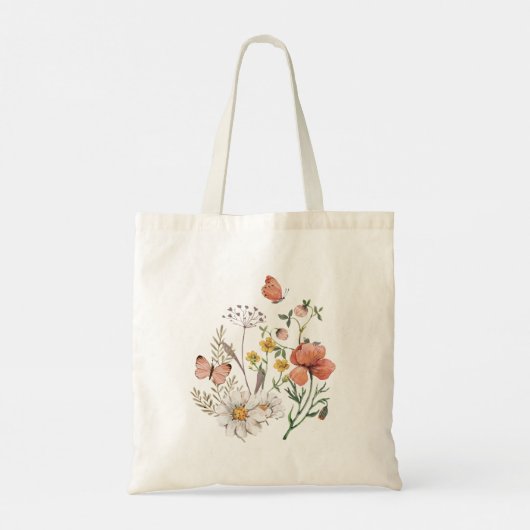 Aangepaste gepersonaliseerde naam Wildflower Flora Tote Bag (Achterkant)