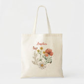 Aangepaste gepersonaliseerde naam Wildflower Flora Tote Bag (Voorkant)