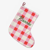 Aangepaste gepersonaliseerde naam Xmas Roze Rood G Grote Kerstsok (Voorkant (Hangend))