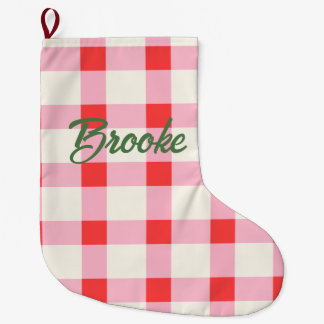 Aangepaste gepersonaliseerde naam Xmas Roze Rood G Grote Kerstsok