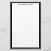 Aangepaste gepersonaliseerde naam Zwart Grijs Rand Briefpapier (Voorkant)
