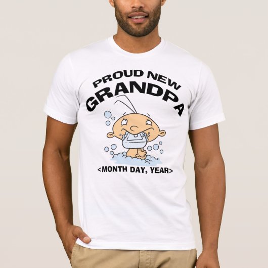 Aangepaste gepersonaliseerde nieuwe opa T-Shirt (Voorkant)