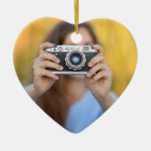 Aangepaste Gepersonaliseerde Nonna Foto Kerst Orna Keramisch Ornament (Voorkant)