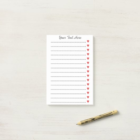 Aangepaste gepersonaliseerde notities met rode har post-it® notes (Op bureau)