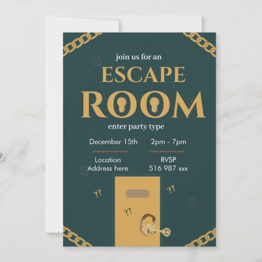 Aangepaste gepersonaliseerde ontsnappingskamervoor kaart (Voorkant)