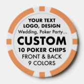 Aangepaste gepersonaliseerde ORANJE Casino Poker C Chips (Voorkant)