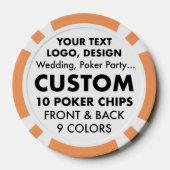 Aangepaste gepersonaliseerde ORANJE Casino Poker C Poker Chips (Achterkant)