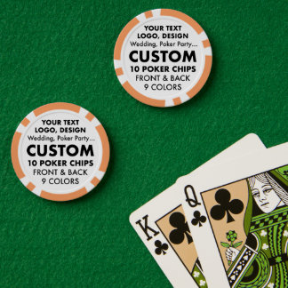 Aangepaste gepersonaliseerde ORANJE Casino Poker C Poker Chips