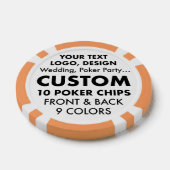 Aangepaste gepersonaliseerde ORANJE Casino Poker C Poker Chips (Enkel)